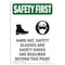 Signmission OSHA Sign, Hard Hat Glasses W/ Symbol, 14in X 10in Rigid Plastic, 10" W, 14" H, Portrait OS-SF-P-1014-V-11144 - alternate 1
